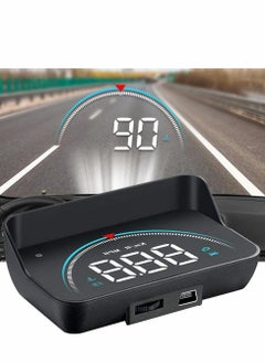 اشتري HUD Display lesgos Vehicle Speedometer Head Up Display with Hood Speed Warning HUD Projector for Cars and Trucks with OBD II or EUOBD في الامارات