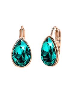 Buy Teardrop Austrian Crystal Leverback Drop Earrings for Women 14K Rose Gold Plated Hypoallergenic Jewelry in UAE