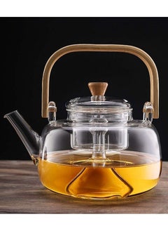 اشتري Borosilicate Glass Teapot With Glass Infuser For Loose Leaf Tea, Blooming Tea, Flower Tea With Bamboo Handle, 1000 ML… في الامارات