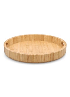 Buy Round Bamboo Serving Tray with Handle Natural 38 x 5 cm G19-X169 in Saudi Arabia