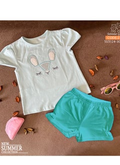 Buy Girls' pajamas, excellent quality cotton, from Senior Gentle, Aqua color . in Egypt