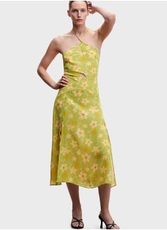 Buy Halter Neck Floral Cut Out Dress in UAE