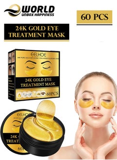 Buy 60 Pcs Under Eye Patches Infused with 24K Gold and Hyaluronic Acid, Ultimate Solution for Dark Circles, Puffiness, and Wrinkles for Radiant Eyes and Revitalized Look. in UAE