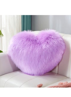 Buy Rabbit Fur Double Side Plush Heart Shaped Throw Pillow (Size 35×45CM) in UAE