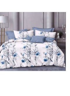 Buy Comforters 6pcs Vintage Quilted Bedding Set, Includes 1 fixed Quilt, 1 Fitted Sheet, And 4 Pillowcases,  Floral Design in UAE