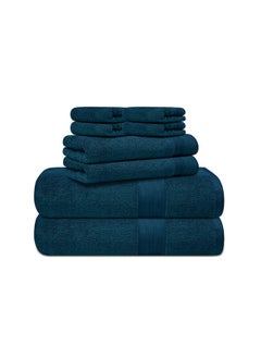 Buy 8 pc Luxury Home Linen, 100% Premium Cotton, 550 gsm, High Quality Weaving, Durable, Soft and Absorbent,  2 Bath Towel 70x140cm, 2 Hand Towel 40x70cm, 4 Face Towel 30x30cm, T Blue, Made in Pakistan in UAE