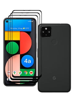 اشتري 3 قطع من واقي الشاشة الزجاجي المقوى 5D مصمم لهاتف Google Pixel 4a 5G مع تغطية كاملة للشاشة من الحافة إلى الحافة وخالية من الفقاعات في الامارات