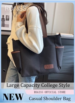 Buy Large Capacity Shoulder Bag  Durable Macaron Color Scheme Smooth Zipper Solid Color Tote Bag in UAE