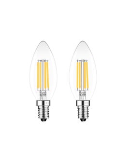 اشتري E14 LED Light Bulb, Candle Bulbs Small Screw, 5.5W 530lm, 55W Equivalent SES E14 Bulb Vintage, Warm White 2700K C35 LED Bulbs, 360° Beam Angle, Clear Filament, Non Dimmable, 2-Pack[Energy Class A] في السعودية
