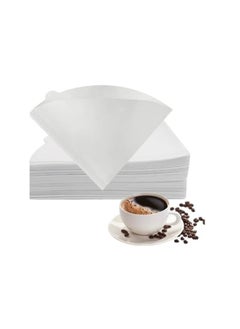 Buy Cone Coffee Filter in White V60 size having 100 Pieces Disposable Paper for Office and Home Used in UAE