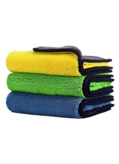 Buy 3-Piece Microfiber Cloth Set, 30x40 cm, Multi-Color for Versatile Use – Microfiber Cleaning Cloth for Car, Kitchen, and Glass – Double-Sided Towels for Drying and Polishing, Thick and Highly Absorbent, Cleaning Cloth for Kitchen, Glass, and Wood – Dust-Resistant Silk Cloth, Wipe for Glass, Wood Polish – Microfiber Kitchen Towels – Microfiber Towel in Egypt