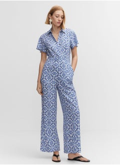 Buy Button Detail Printed Jumpsuit in Saudi Arabia