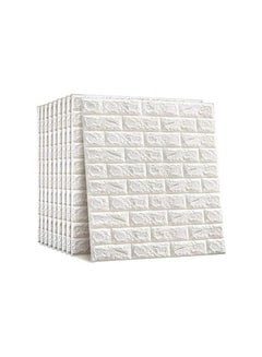 Buy 10 PCS Self- Adhesive 3D Wallpaper, DIY Waterproof White Brick Pattern Wall Stickers for Living Room Bedroom, 77 x 70 cm in UAE