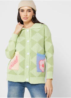 Buy Checkered Print Intarsia Sweater in Saudi Arabia