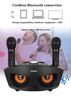 Buy SD-306 Portable Karaoke Machine, Wireless Bluetooth Speaker with 2 Microphones Black in UAE