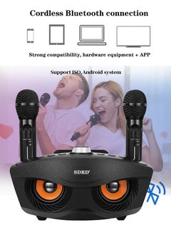 Buy SD-306 Portable Karaoke Machine, Wireless Bluetooth Speaker with 2 Microphones Black in UAE