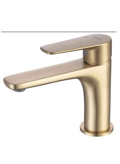 اشتري Calli Basin Mixer With Pop Up Waste Brass Single Handle Basin Mixer, Bath Faucet, Sink Faucet With Matted Color For Bathroom, Commercial Lavatories, Kitchen Gold في الامارات