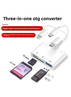 Buy 3 in 1 card reader for Apple mobile phone external TF card camera SD card otg all-in-one fast charging card reader Three-head general model [read TF/SD + USB]] in UAE