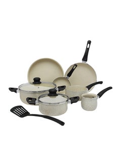 Buy 10-Piece Aluminum Cookware Set Beige in Saudi Arabia