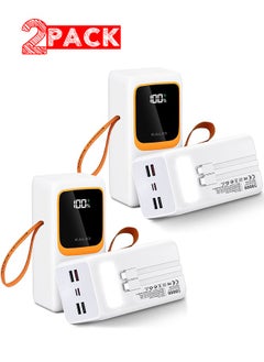 Buy 2Packs Power Bank Fast Charging 50000mAh 66W for Lightning and Type-C Devices, Mobile Phones, Tablets / White in UAE