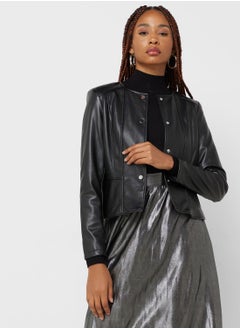 Buy Button Detail Pu Jacket in Saudi Arabia