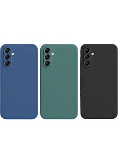 Buy Samsung Galaxy A35 5G 3-Pack Matte Silicone Case Cover - Slim, Colorful, Good Grip (Black, Blue, Green) in UAE