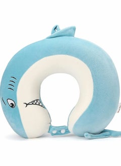 Buy Kids Travel Pillow, 100% Pure Memory Foam Neck Pillow for Airplane, Road Trip, Car Seat, Neck, Chin Supporting, Stop Head from Falling Forward, Comfortable and Breathable Cover (Cute Shark Animal) in UAE