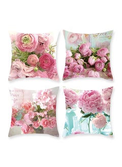 اشتري Shabby Chic Throw Pillow Cover, 18 x 18 Inch Flowers Decorative Cushion Cases Floral Pillow Home Decor for Summer Spring في الامارات