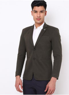 Buy Notch Lapel Single Breasted Blazer with Button Cuff in Saudi Arabia