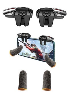 اشتري Mobile Game Controller Trigger, 6 Finger Game Trigger, Sensitive Shoot Target&Metal Buttons for PUBG/Fortnite/Call of Duty/Rules of Survival and many other games(include 2pcs Finger Sleeves) في السعودية