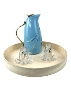 Buy LAMSIT IBDAA Round Leather Tray | Decorative Tray | Jewellery Tray | Coffee Tray | Serveware | Serving Platter | Round Platter in UAE