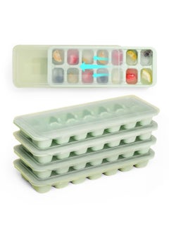 4Packs Ice Cube Trays for Freezer with Lid and Storage Ice Bucket