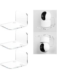 Buy Acrylic Floating Wall Shelves Set of 3 for Security Cameras, Baby Monitors, Speakers - Universal Small Wall Shelf with Cable Clips, 10-Piece Strong Tapes, No Drill (Clear) in Saudi Arabia