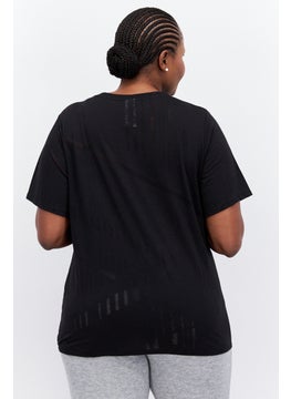 اشتري Women Plus Size Short Sleeve Outdoor T Shirt, Black في الامارات