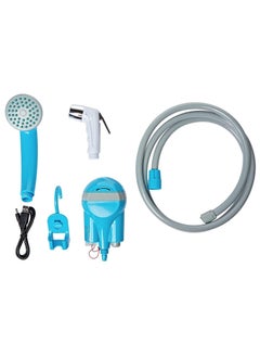 Buy Portable Shower Water Pump USB Rechargeable Shower Head Nozzle Handheld Camping Bath Washer Camping Faucet Kit Outdoor Travel Blue in UAE