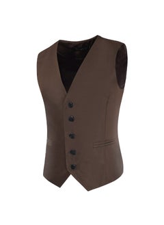 اشتري Cross-border foreign trade European and American fashion mens suit vest Korean slim casual solid color plus size mens vest vestD.Brown D.Brown في الامارات