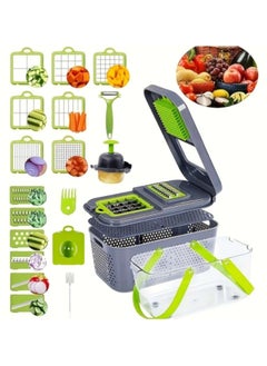 Buy A Set of 22-Piece Vegetable Cutter, Multifunctional Fruit Vegetable Cutter, Manual Food Grater, Container Vegetable Cutter in Egypt