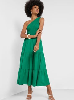 Buy One Shoulder Pleat Dress in UAE