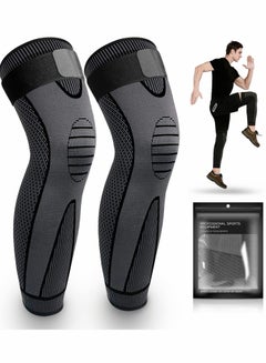 Buy Leg Compression Sleeve Full Leg  Long Knee Brace for Men Women Knee Support Protector for Running,Weightlifting, Workout, Joint Pain Relief, Meniscus Tear, Arthritis, Tendinitis 2 Pack in UAE
