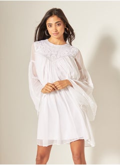 Buy Iconic Embellished Mini Dress with Flared Sleeves in Saudi Arabia