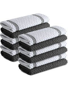 Buy Premium Kitchen Towels – Pack of 12, 100% Cotton 40cm x 70cm Absorbent Dish Towels - 425 GSM Tea Towel, Terry Kitchen Dishcloth Towels- Grey Dish Cloth for Household Cleaning by Infinitee Xclusives in UAE