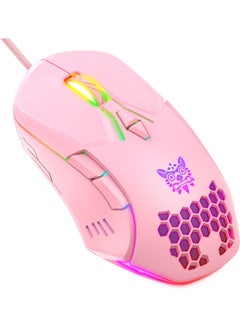Buy CW902 Wired Computer/Laptop Gaming RGB Glowing Mouse Pink in Saudi Arabia
