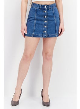 اشتري Women Washed Denim Mini Skirt, Light Blue في السعودية