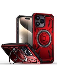 Buy SHIELD EGYPT For iPhone 14 Pro Max Case Mag-Safe Magnetic Shockproof Phone Case with Ring Holder (Red) in Egypt