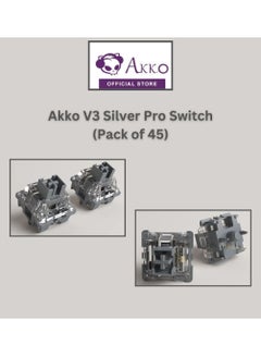 Buy Akko V3 Silver Pro Keyboard Switch with Dustproof Stem for Mechanical Gaming Keyboard, 5-Pin Linear Switches (45pcs) in UAE