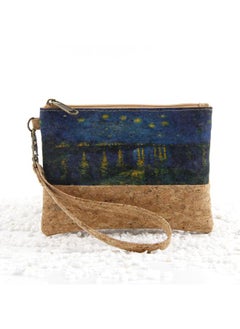 Buy Van Gogh Today Oil Painting Series Printing Cork Wallet Portugal Imported Cork Tree Leather Bag Hd Digital Printing in Saudi Arabia