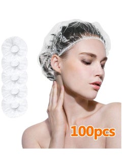 Buy 100pcs Shower Cap Disposable Bath Caps Thick Waterproof High Density Elastic Big Hair Caps for Women Men Travel Spa Hotel Hair Salon Home Use-Clear in UAE