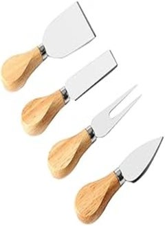 Buy 4pcs Cheese Knives Set bamboo wood Handle Stainless Steel Blades Cheese Knife slicer Kit Cooking Cutter in Egypt