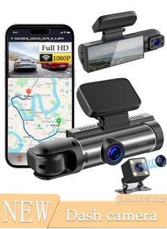 اشتري 2 Channel Dash Cam, 1080P Dual Channel Front Inside 2 Way Triple Car Dashboard  CameraBuilt-in Wi-Fi Dash Camera for Cars Night Vision, Capacitor, 24 Hours Parking Mode في الامارات