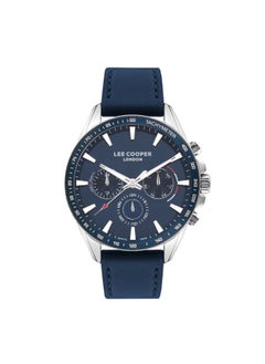 Buy Lee Cooper Men's VX9JE1 Movement Watch, Multi Function Display and Leather Strap - LC07598.399, Blue in UAE